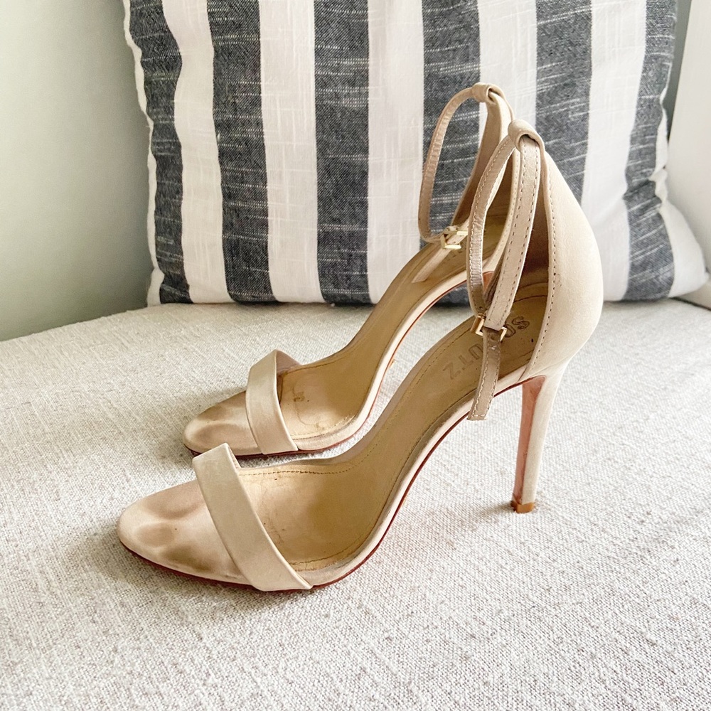 SCHUTZ Dive Strappy Sandal Stiletto size 8 nude leather